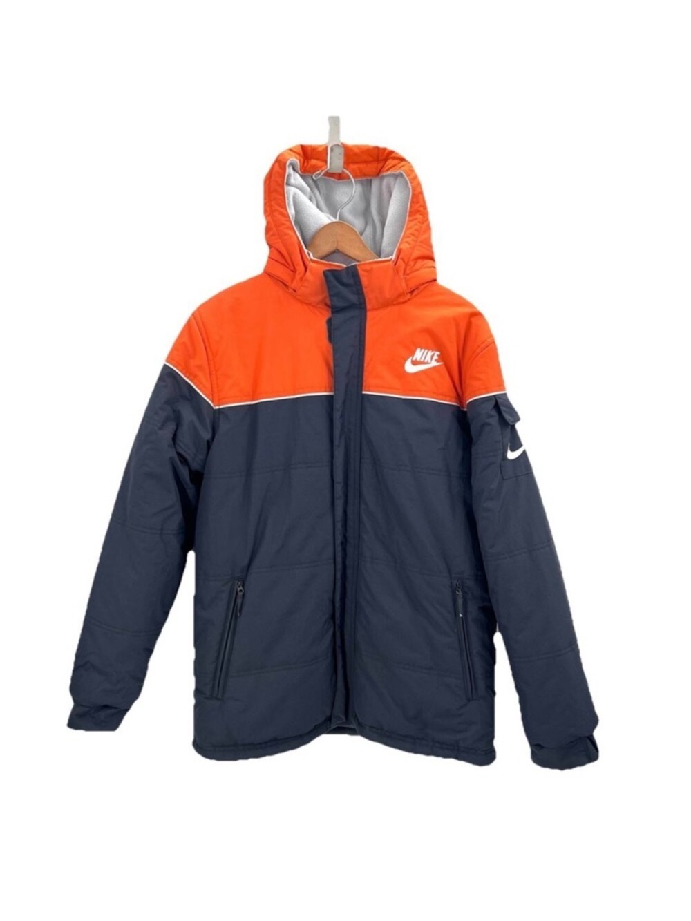 Nike Orange & Gray Hooded Fleece Lined Snow Ski Jacket Boys Youth XL 18-20